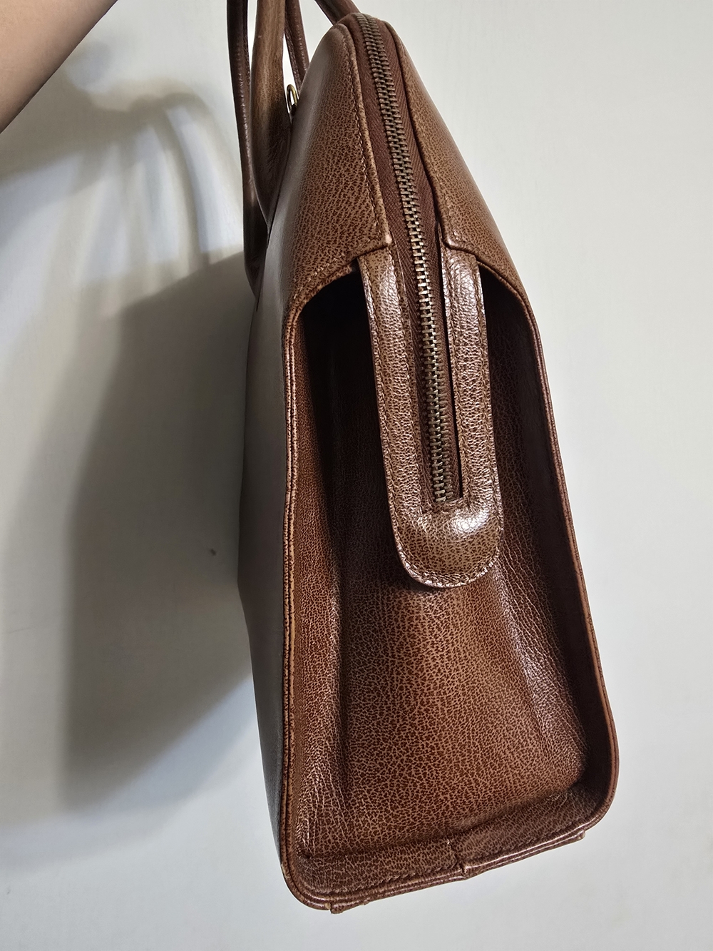 Salvatore Ferragamo Brown Structured Leather Top-Handle Laptop Bag - Picture 2 of 4